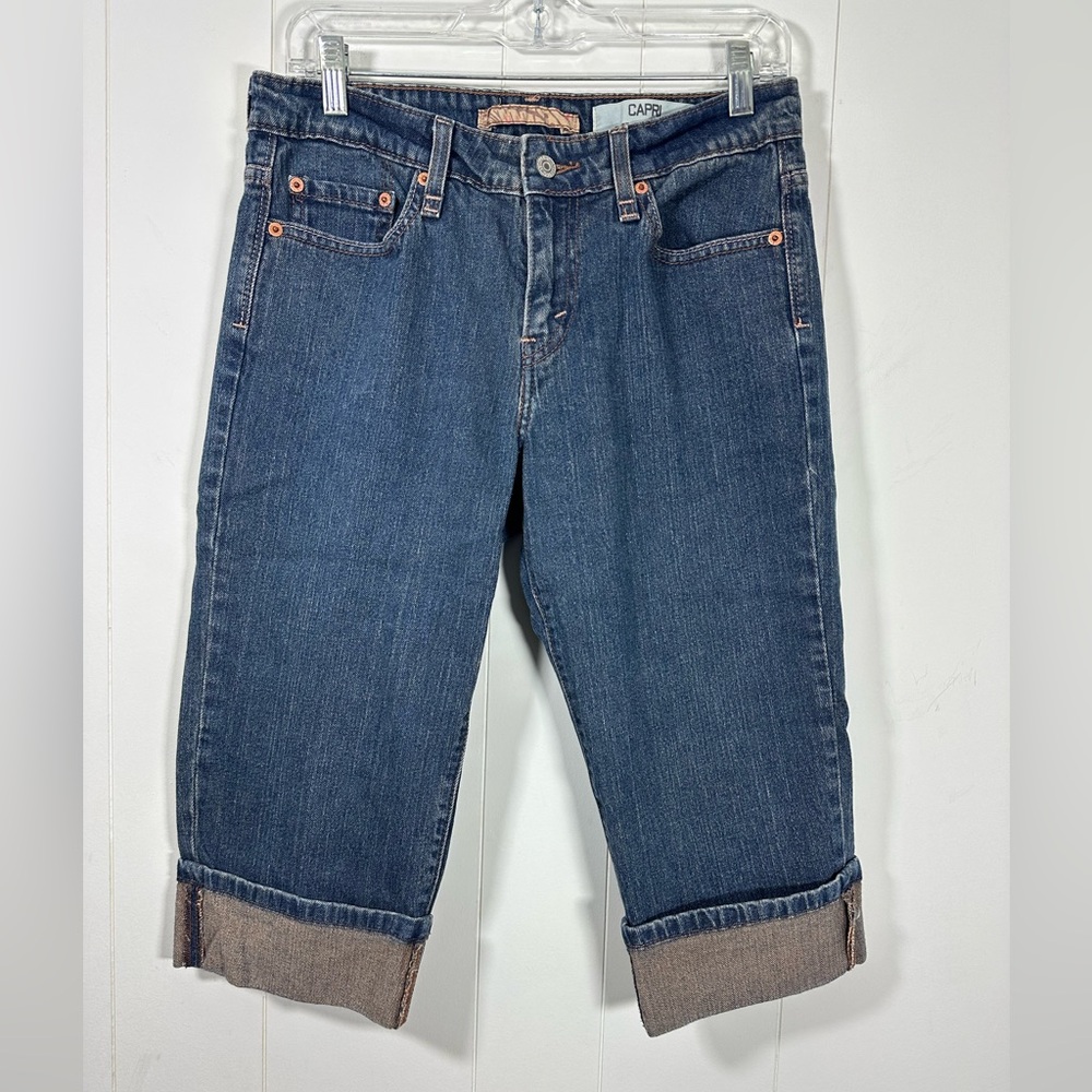 Levis 515 Jean Capri Jeans Vtg womens Size 10 blue Mid Rise Y2K cuffed
